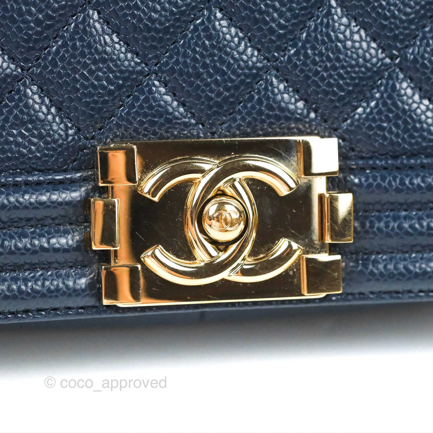 Chanel Quilted Medium Boy Navy Caviar Gold Hardware