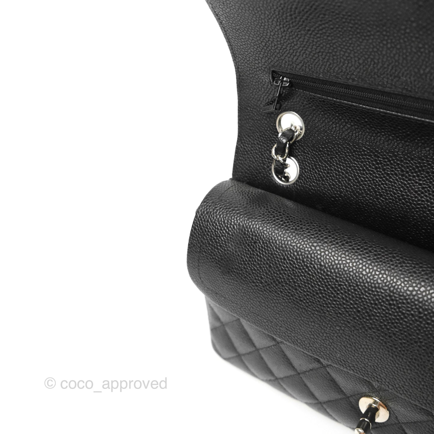 Chanel Classic M/L Medium Flap Quilted Black Caviar Silver Hardware