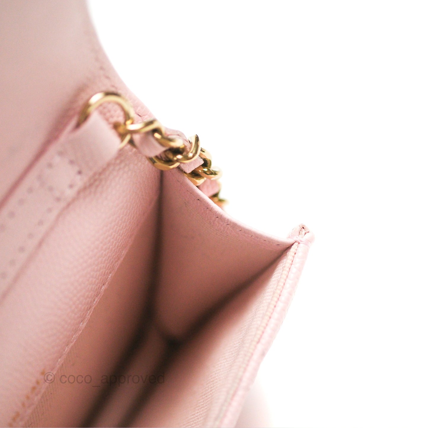 Chanel Mini Wallet With Chain Light Pink Caviar Gold Hardware