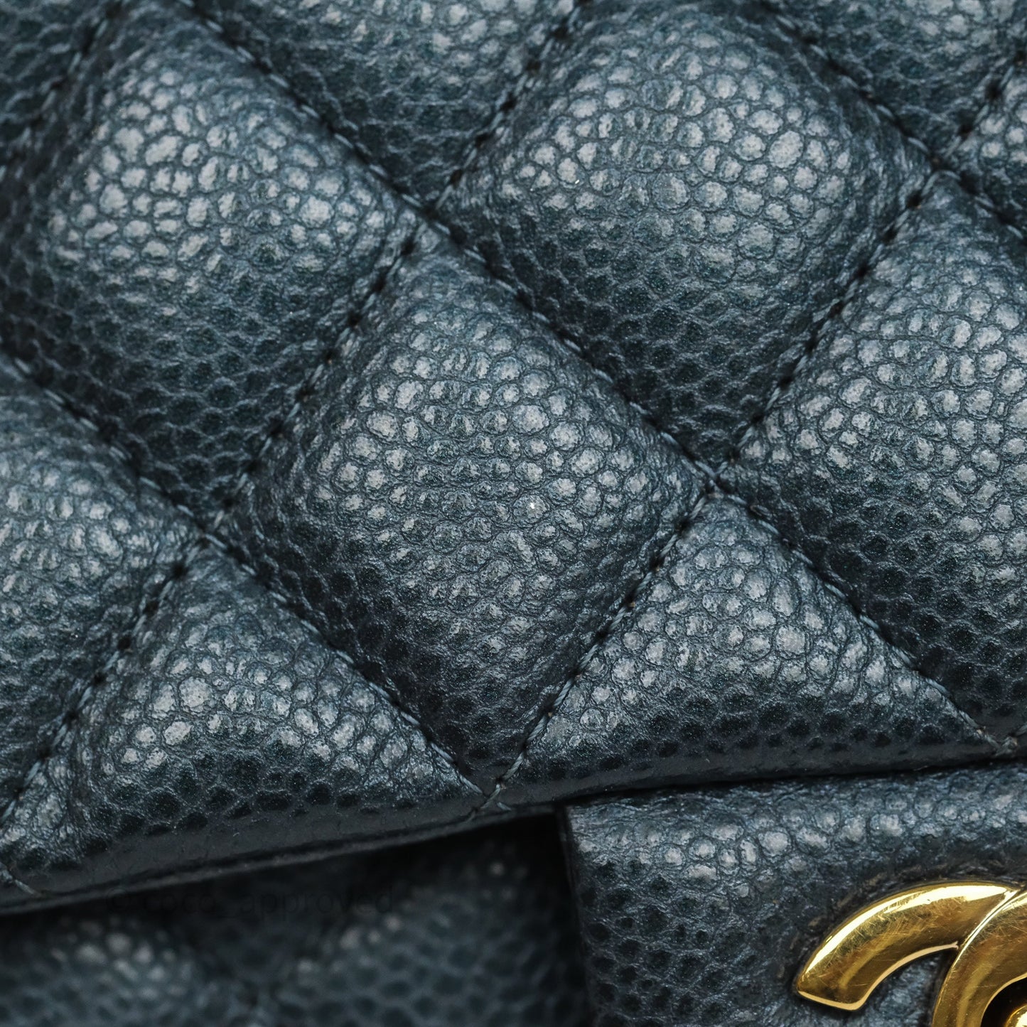 Chanel Mini Rectangular Quilted Iridescent Teal Caviar Gold Hardware