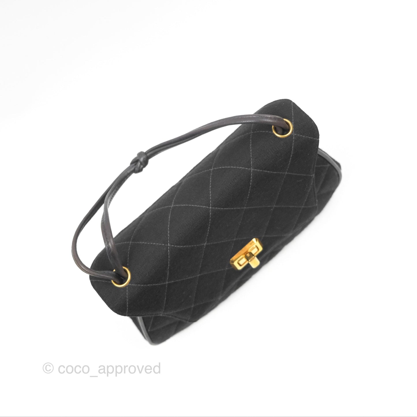 Chanel Vintage Small Quilted Jersey Mademoiselle Top Handle Flap Bag Black