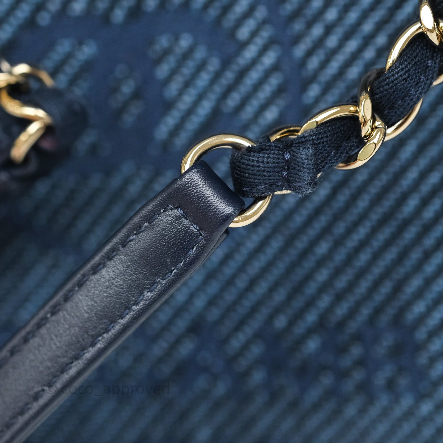 Chanel Medium Deauville Tote Navy Raffia Gold Hardware