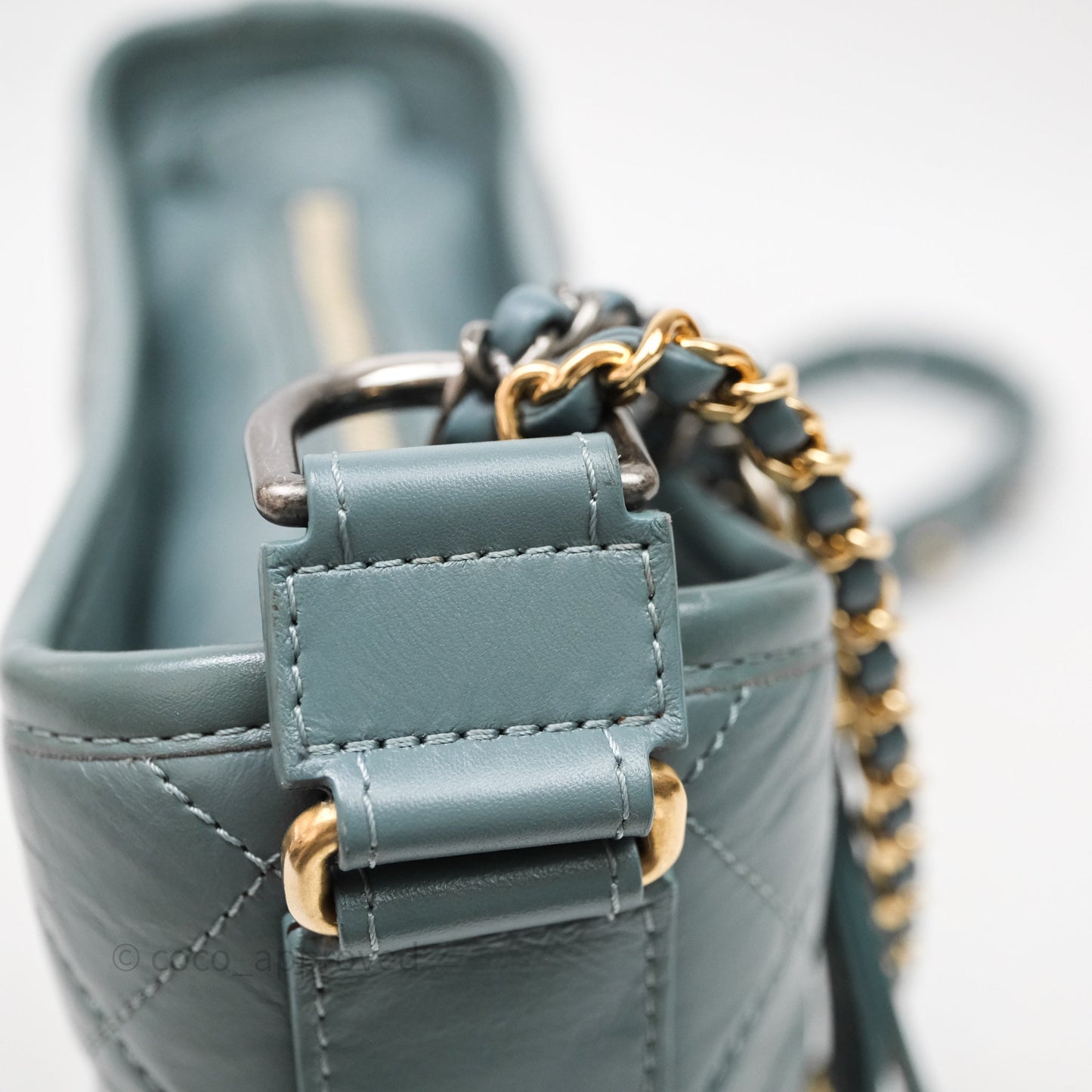 Chanel Small Gabrielle Hobo Quilted Grey Green Aged Calfskin