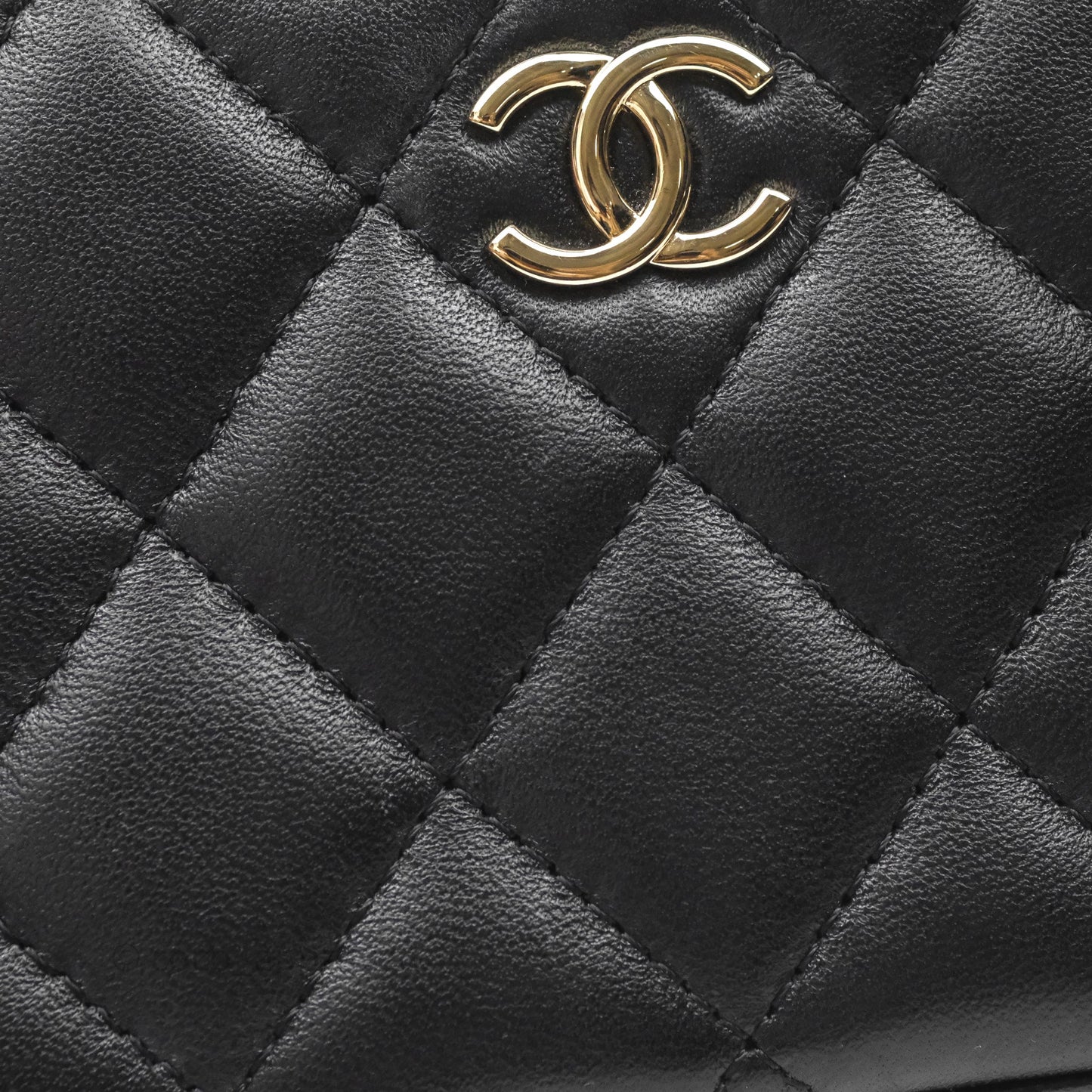 Chanel Vanity Rectangular Top Handle Black Lambskin Gold Hardware