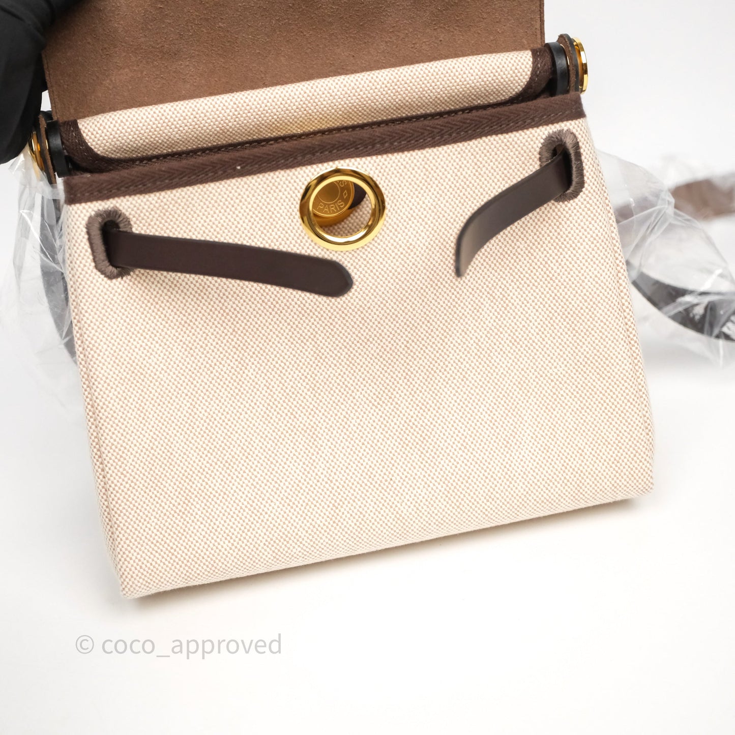 Hermès Herbag Zip 20 Mini Ecru Beige 14/ Ebene 46 Canvas Gold Hardware