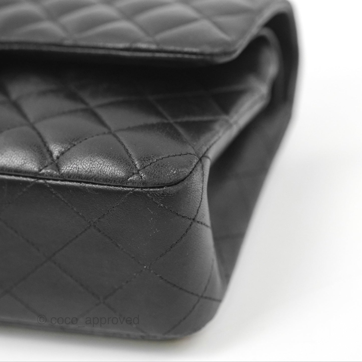 Chanel Classic M/L Medium Flap Quilted Black Lambskin Gold Hardware