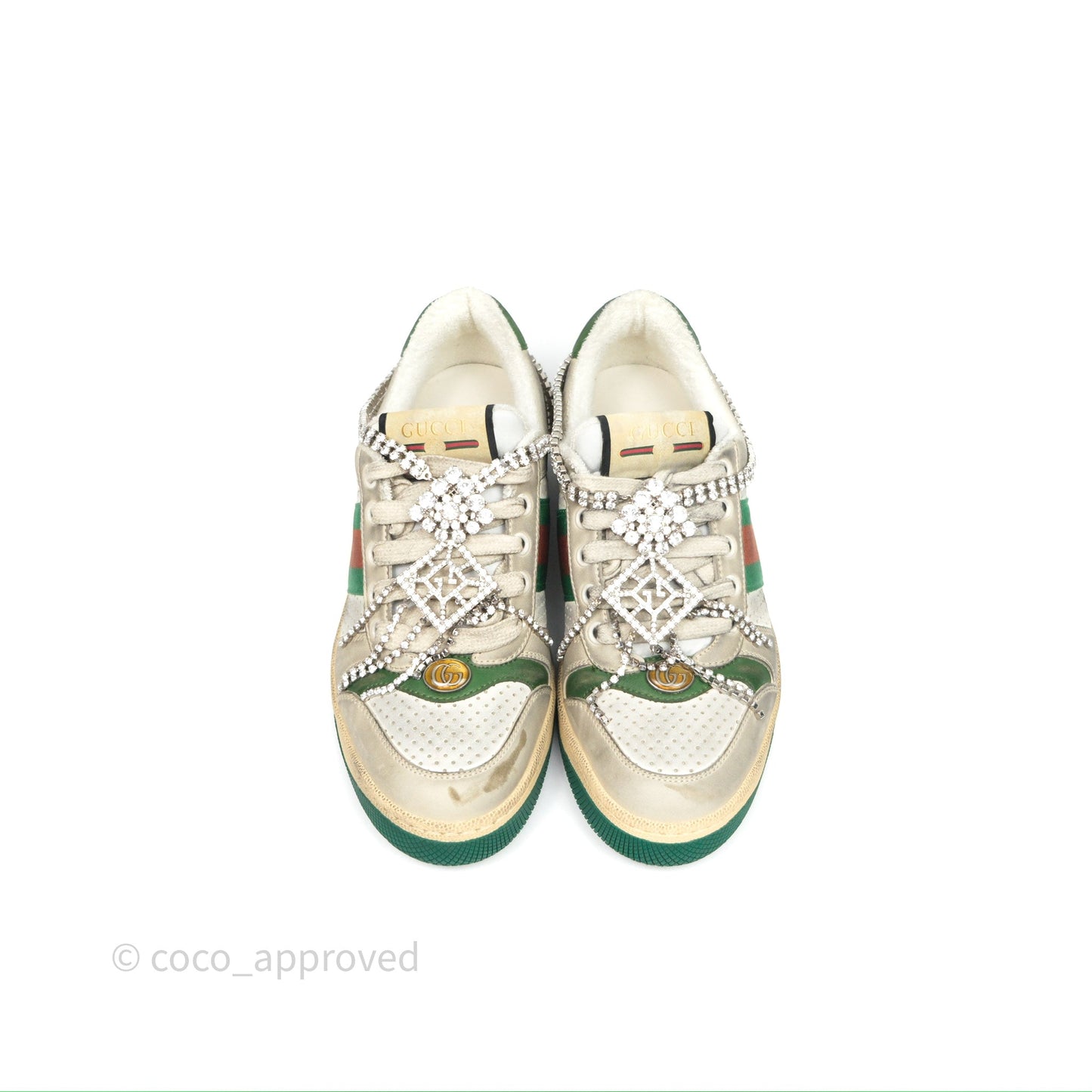 Gucci Crystals Embellished Low Top Sneakers Size 37