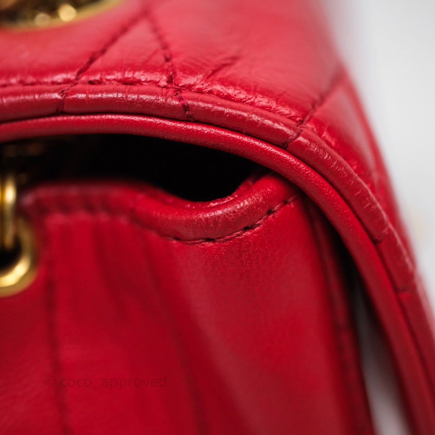 Chanel Vintage Quilted Flap Bag Red Lambskin Gold Hardware