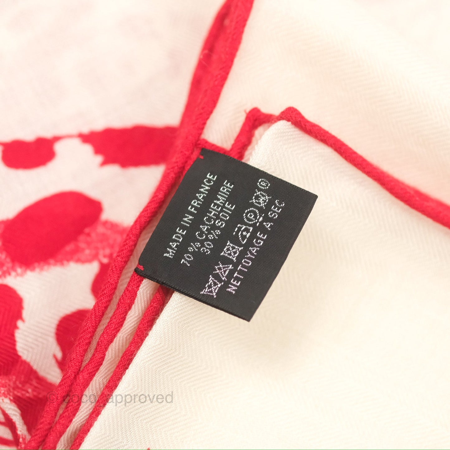 Hermes Jungle Love Cashmere Silk Shawl Scarf 140 White/Red