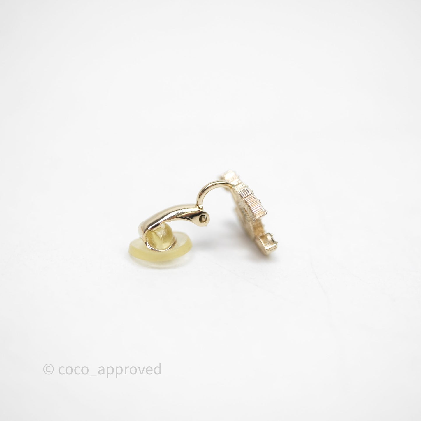 Chanel CC Crystals Ear Clips Gold Tone 24K
