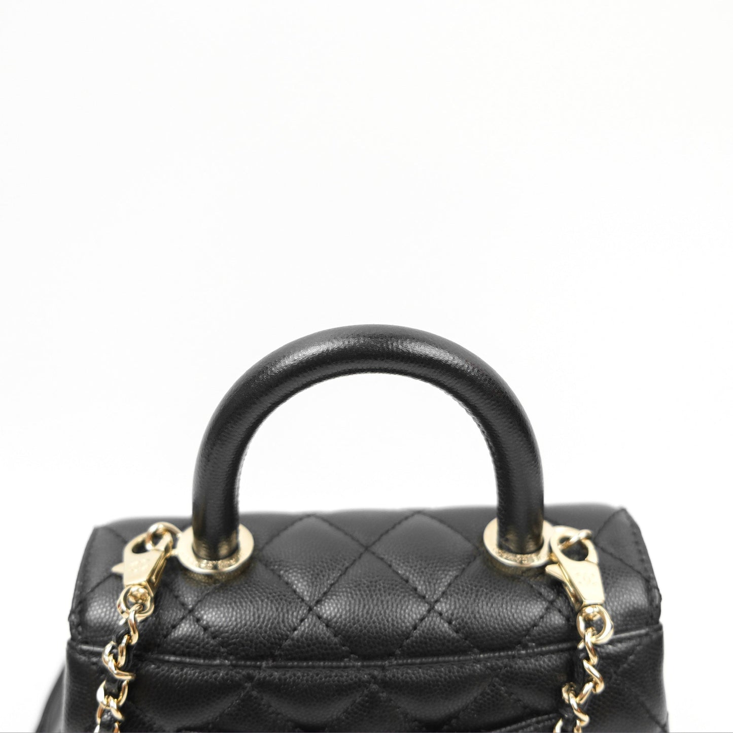 Chanel Mini Coco Handle Quilted Black Caviar Gold Hardware