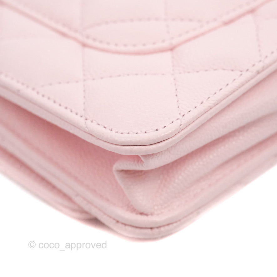 Chanel Quilted Classic Wallet on Chain WOC Pink Caviar Gold Hardware