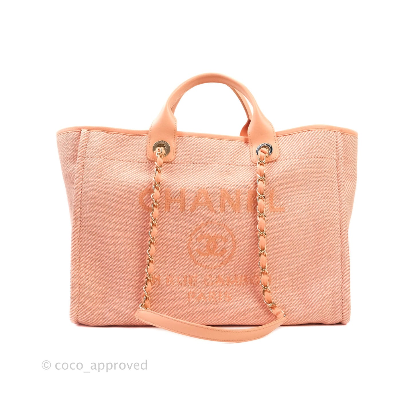 Chanel Large Deauville Coral Canvas