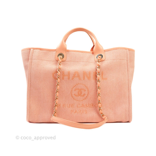 Chanel Large Deauville Coral Canvas