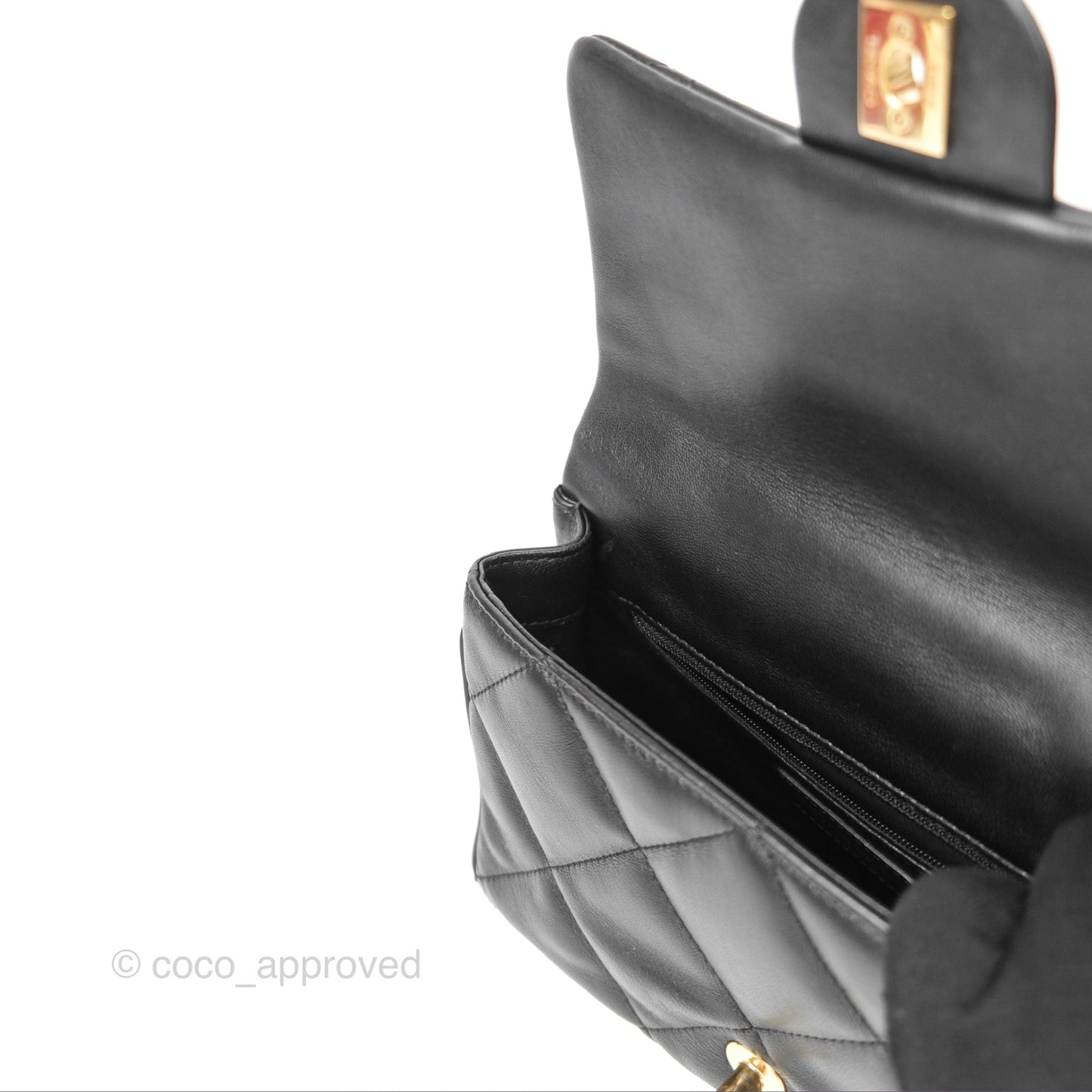 Chanel Small Coco Lady Quilted Flap Bag With Top Handle Black Calfskin Gold Hardware