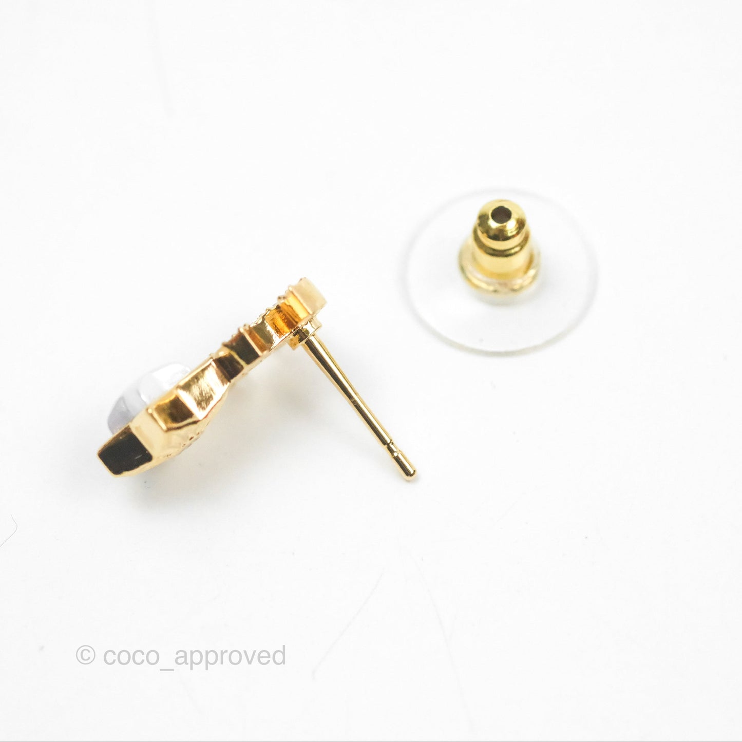 Chanel Crystal CC Star Earrings Gold Tone 24C