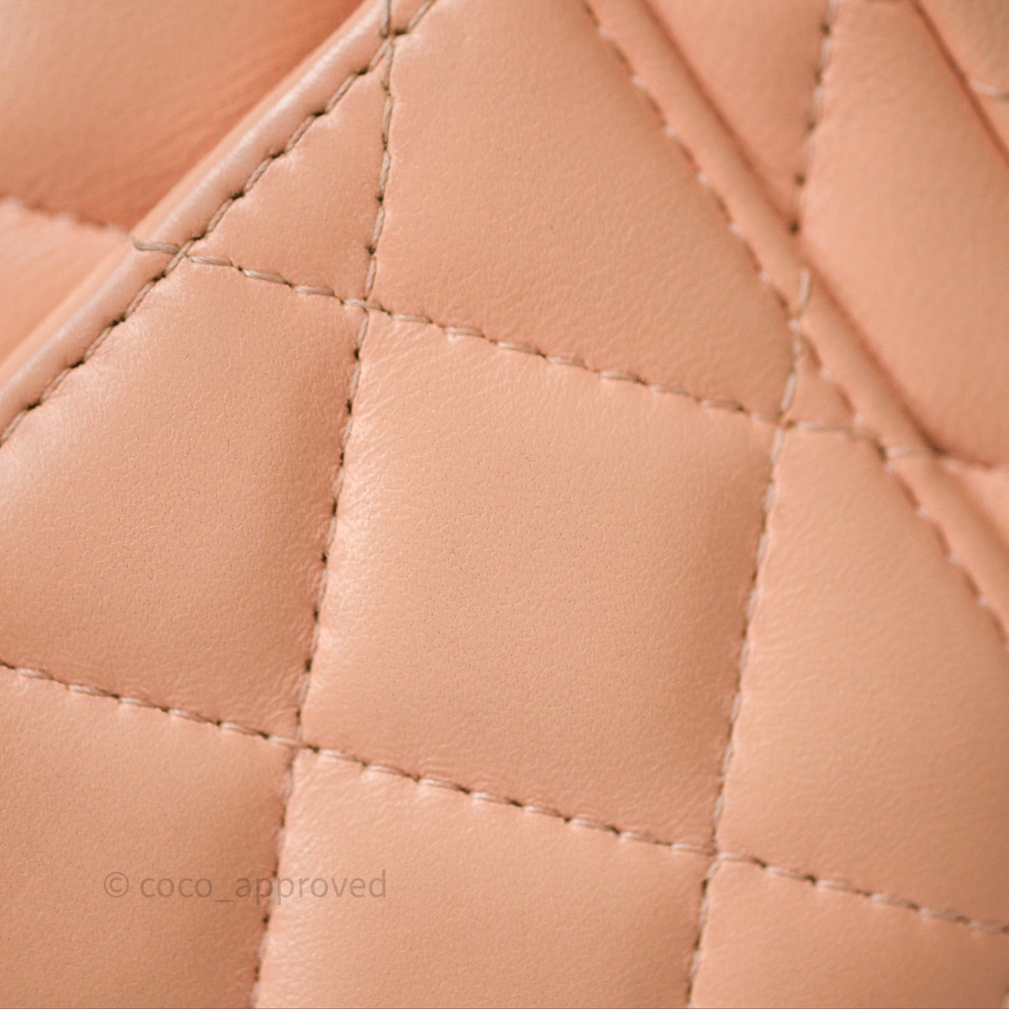 Chanel Mini Square Flap Quilted Beige Pink Lambskin Gold Hardware