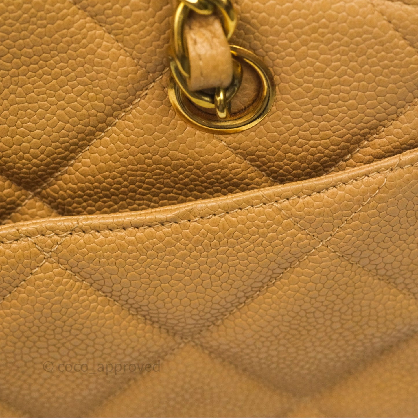 Chanel Vintage CC Quilted Tote Dark Beige Caviar 24K Gold Hardware