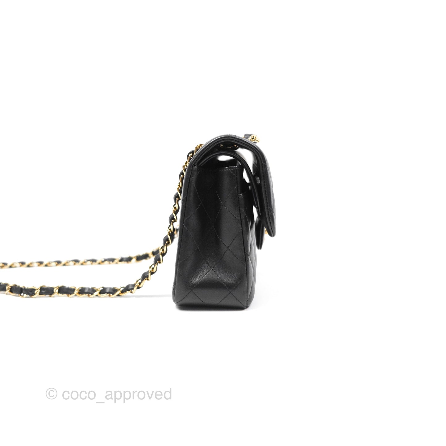 Chanel Small Classic Flap Quilted Black Lambskin Gold Hardware