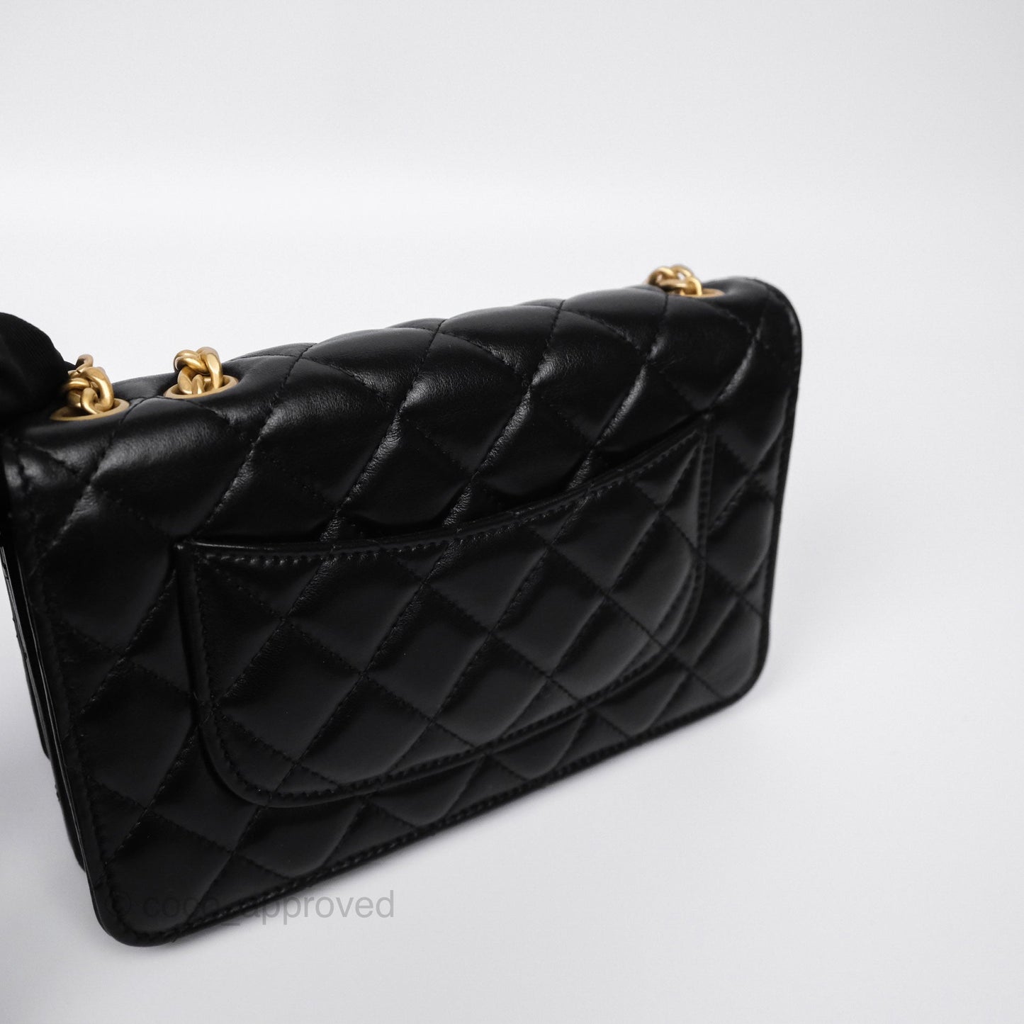 Chanel All Slide Wallet on Chain WOC Adjustable Chain Quilted Black Lambskin 22K