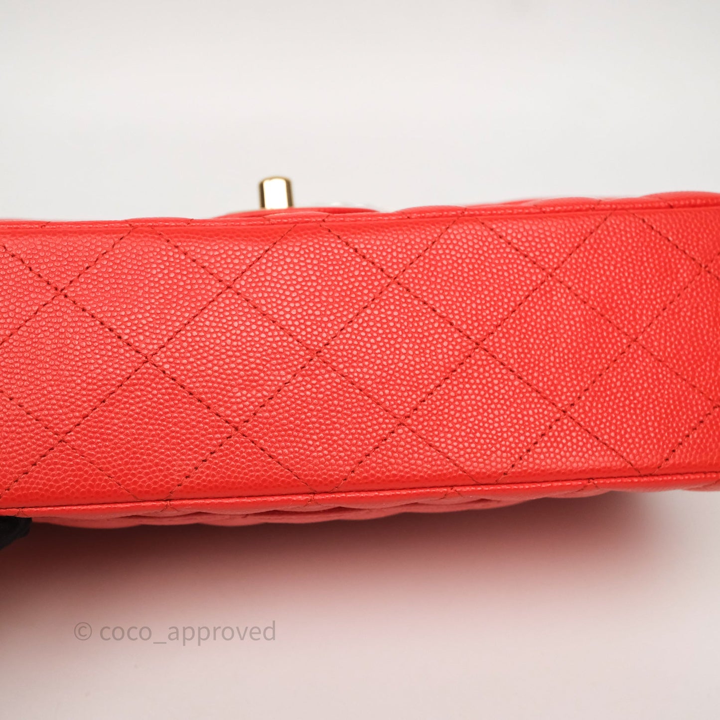 Chanel Small Classic Flap Quilted Red Orange Caviar Gold Hardware