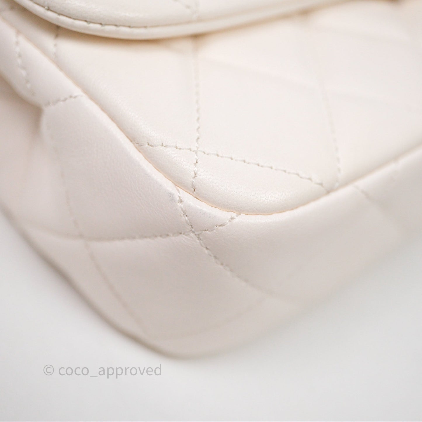 Chanel Flap Bag with Pearl Chain Ivory White Aged Gold Hardware 25P