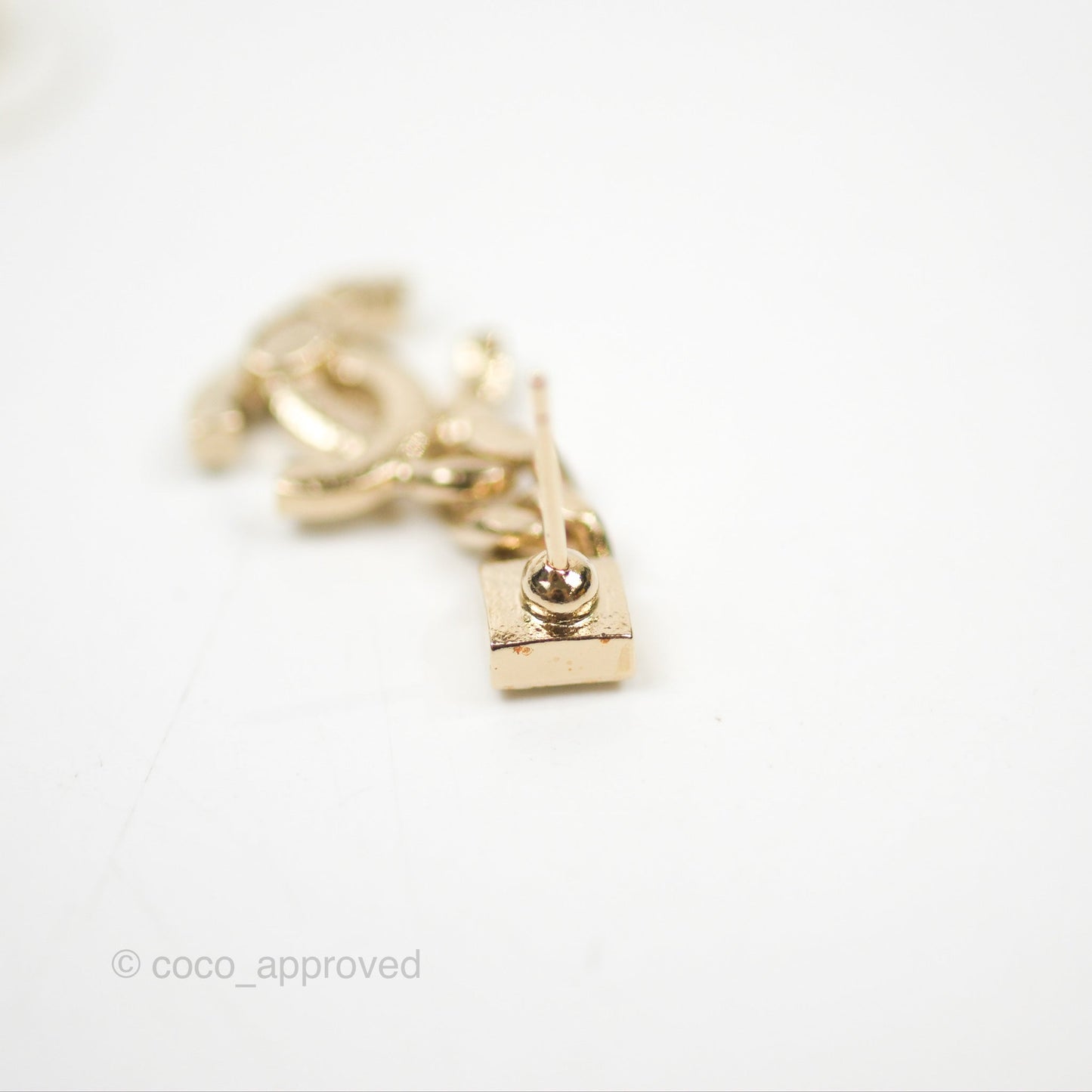 Chanel Chain CC Crystal Drop Earrings Gold Tone 23V
