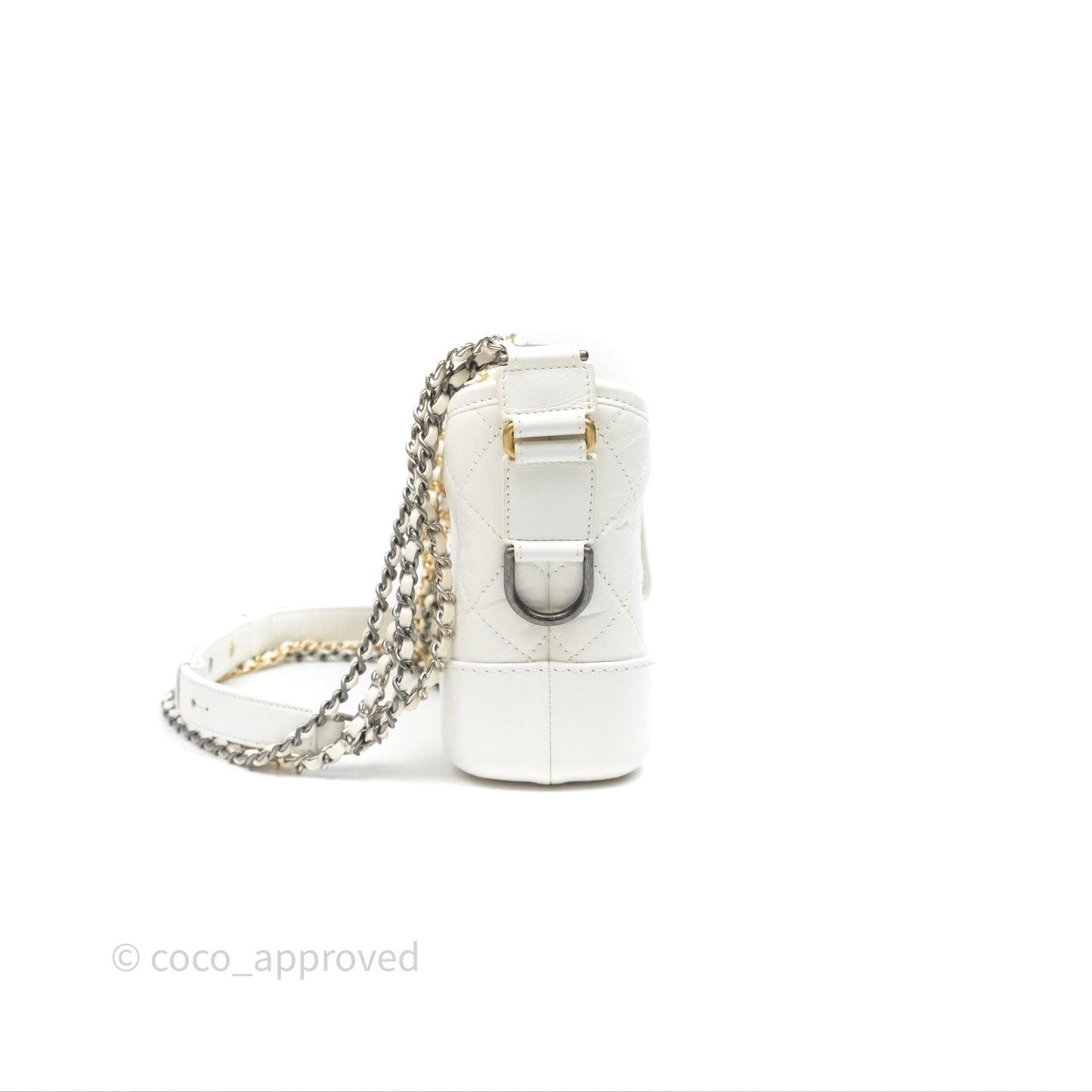 Chanel Small Gabrielle Hobo Quilted White Aged Calfskin