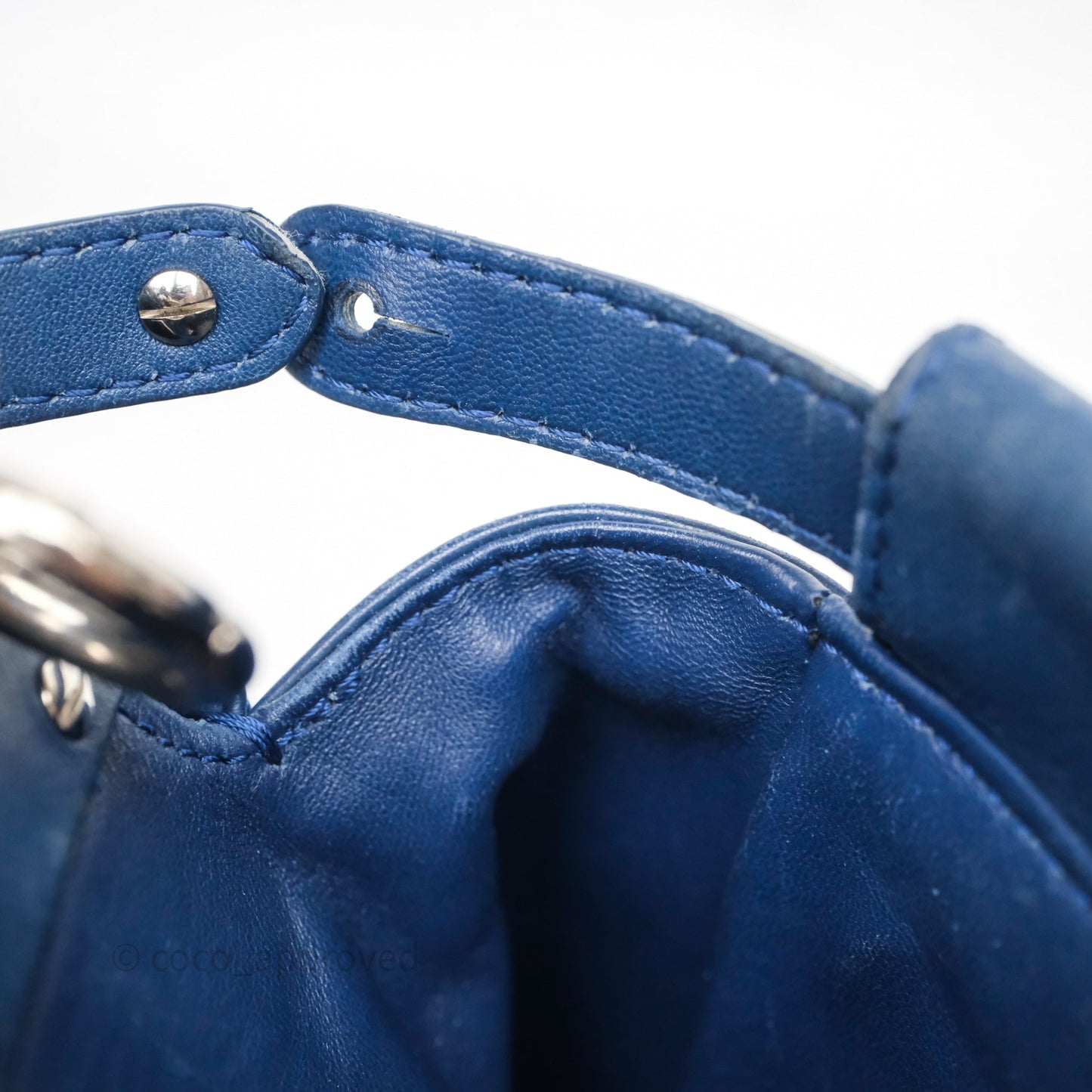 Fendi Nappa Mini Peekaboo Bag Blue Silver Hardware