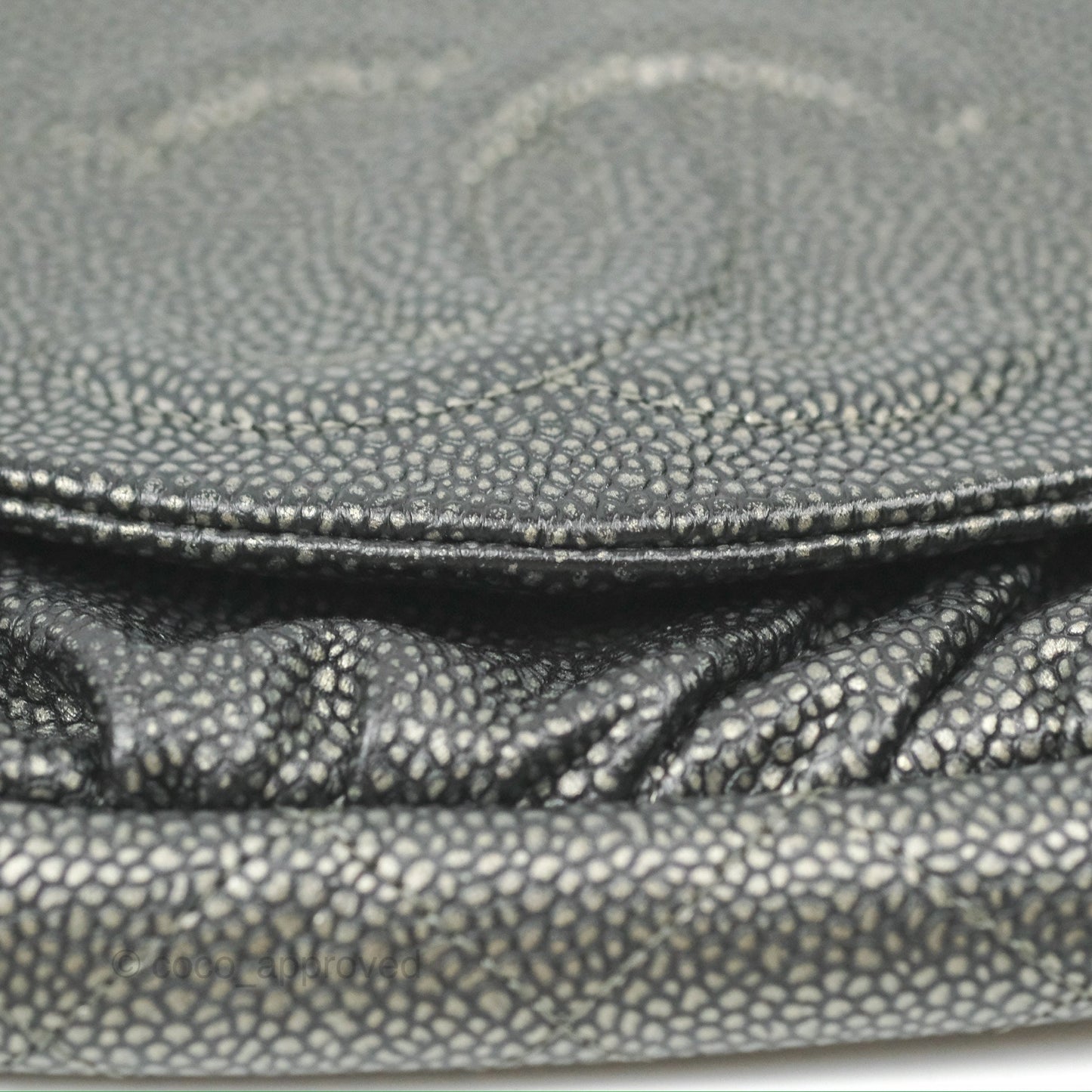 Chanel Half Moon Wallet on Chain WOC Metallic Dark Grey Caviar Silver Hardware