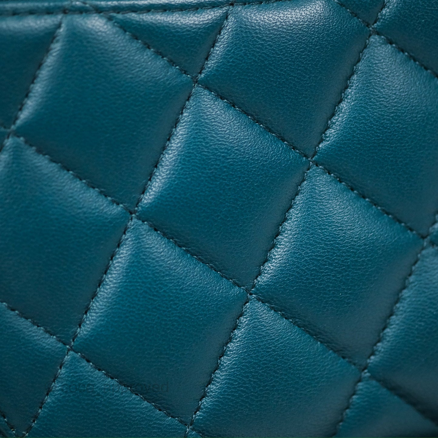 Chanel Classic M/L Medium Flap Quilted Teal Lambskin Silver Hardware