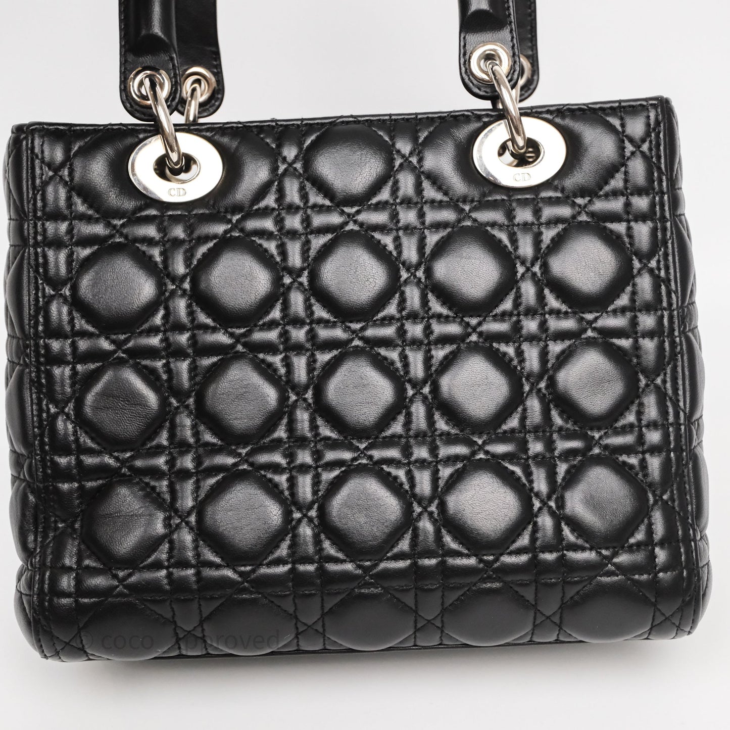 Christian Dior Medium Lady Dior Black Lambskin Silver Hardware