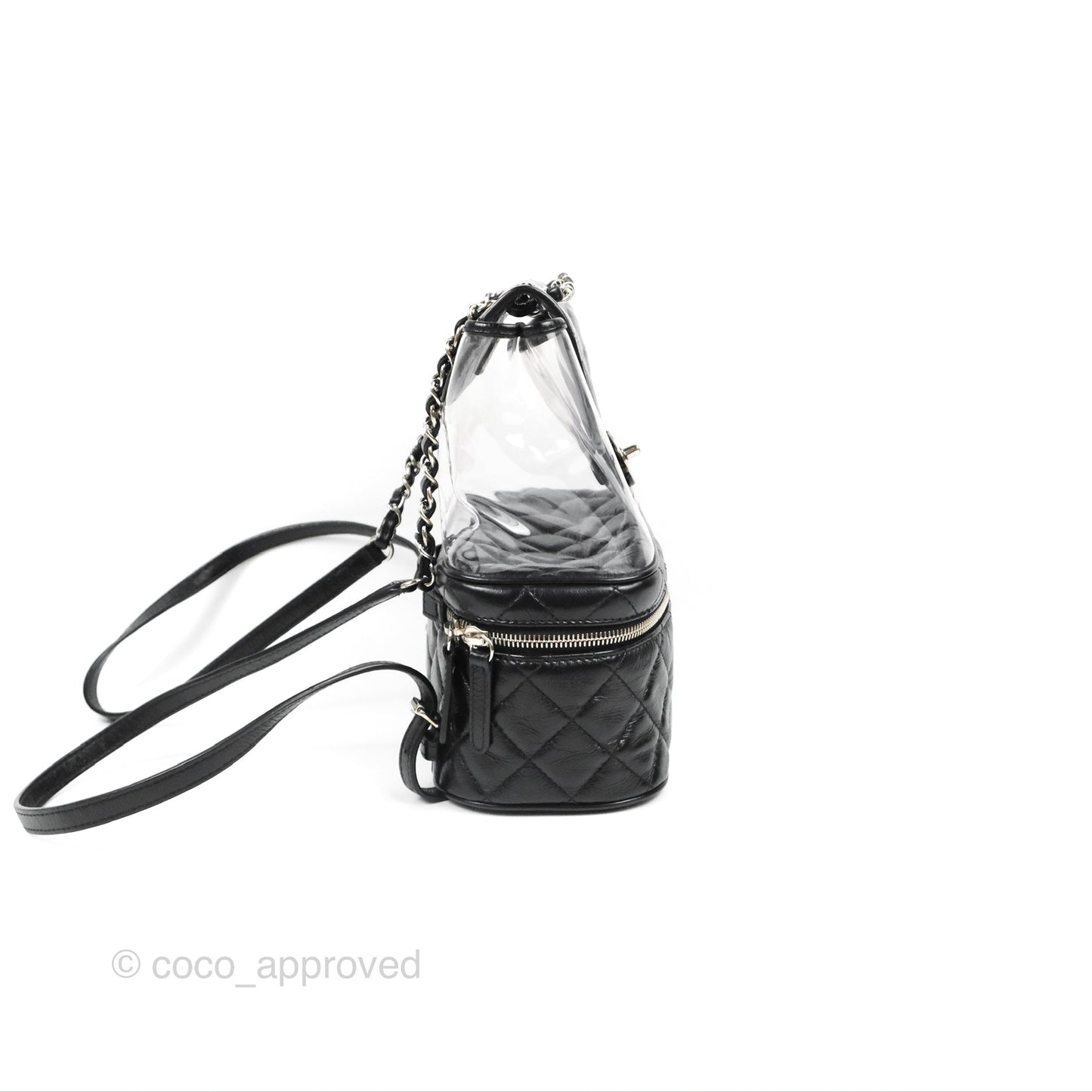 Chanel Aquarium PVC Backpack Black Crumpled Calfskin Silver Hardware
