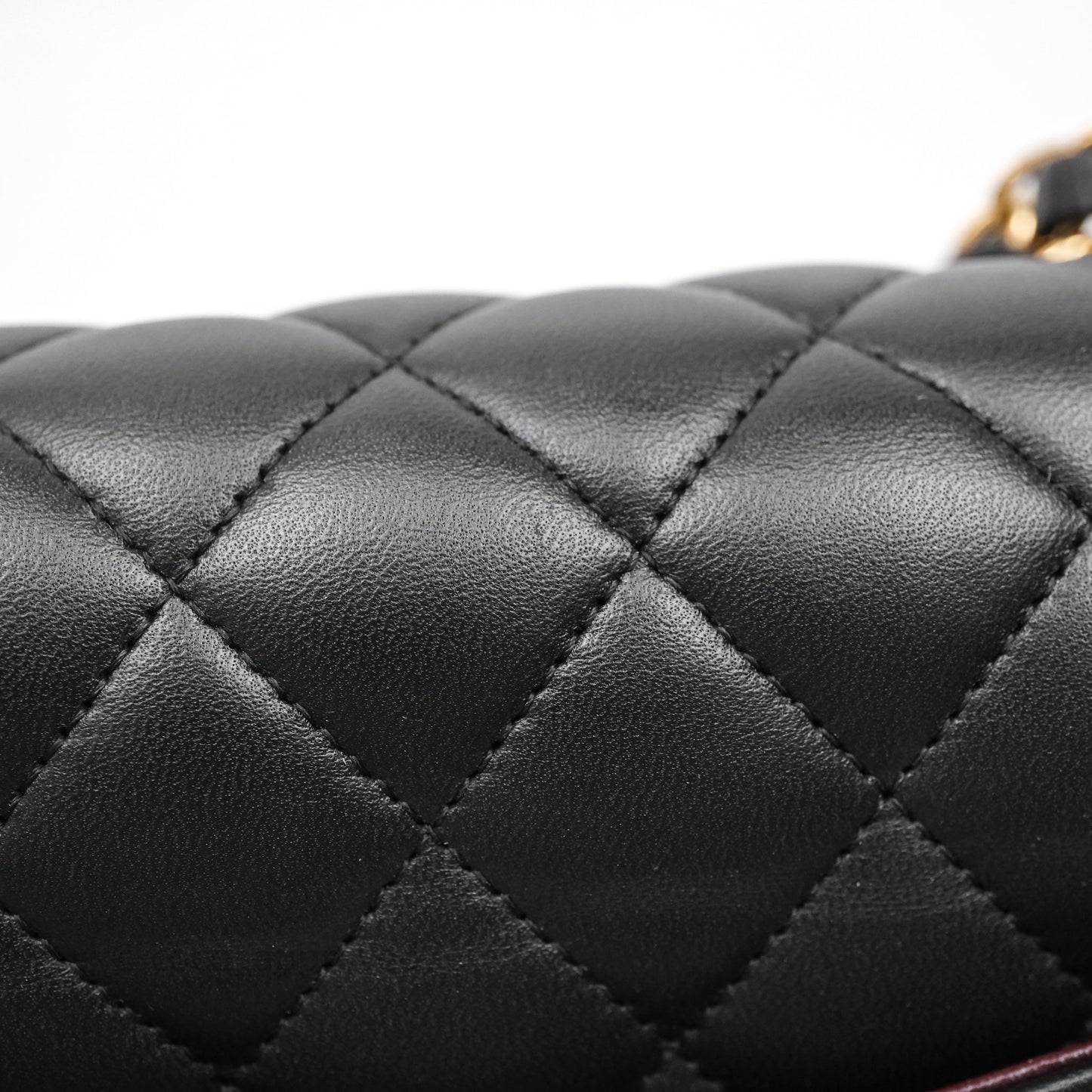 Chanel Classic M/L Medium Flap Quilted Black Lambskin Gold Hardware