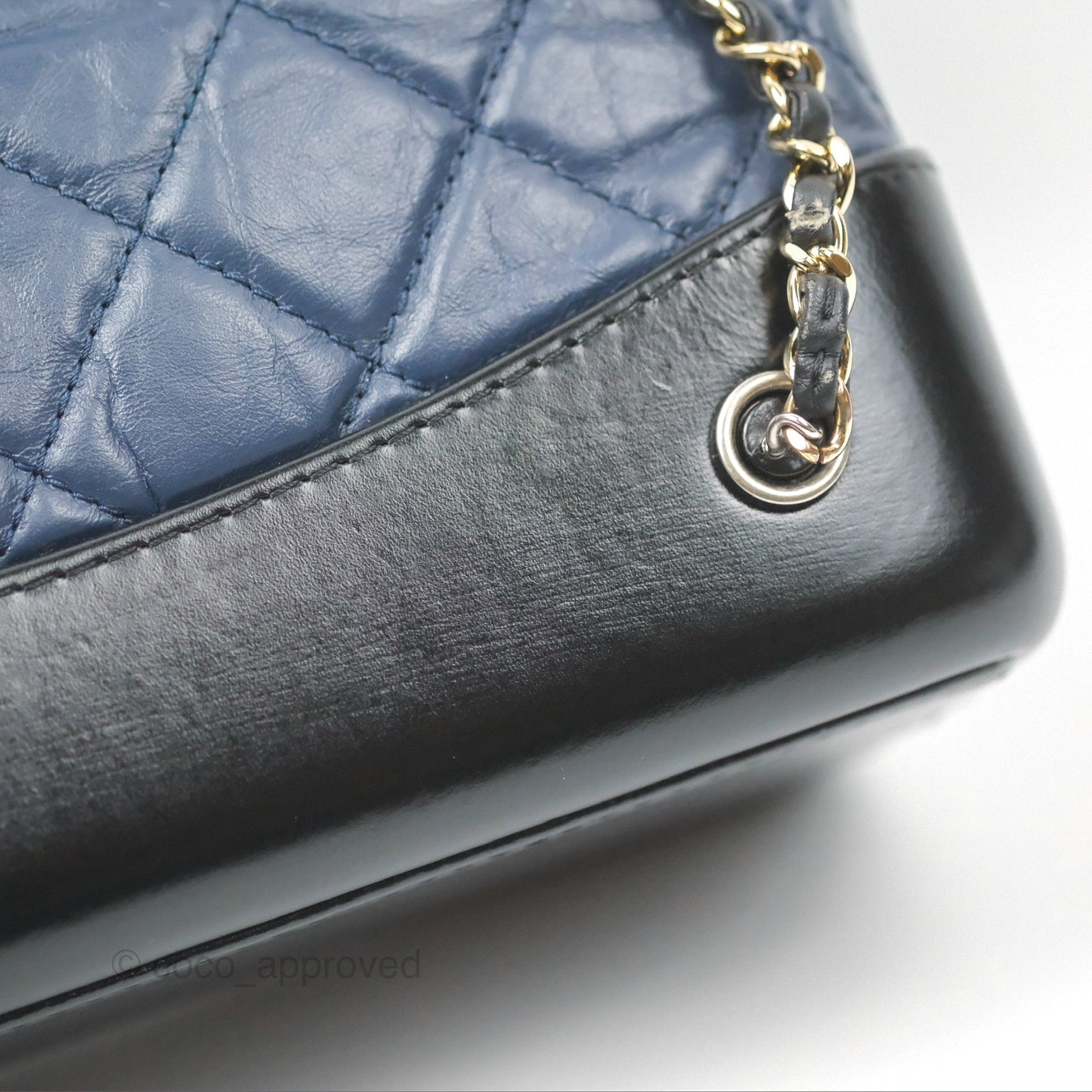 Chanel Small Gabrielle Backpack Navy Black Aged Calfskin