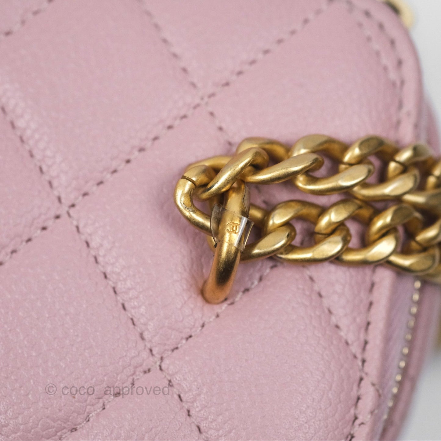 Chanel Vanity with Heart Adjustable Chain Dusty Pink Caviar Aged Gold Hardware