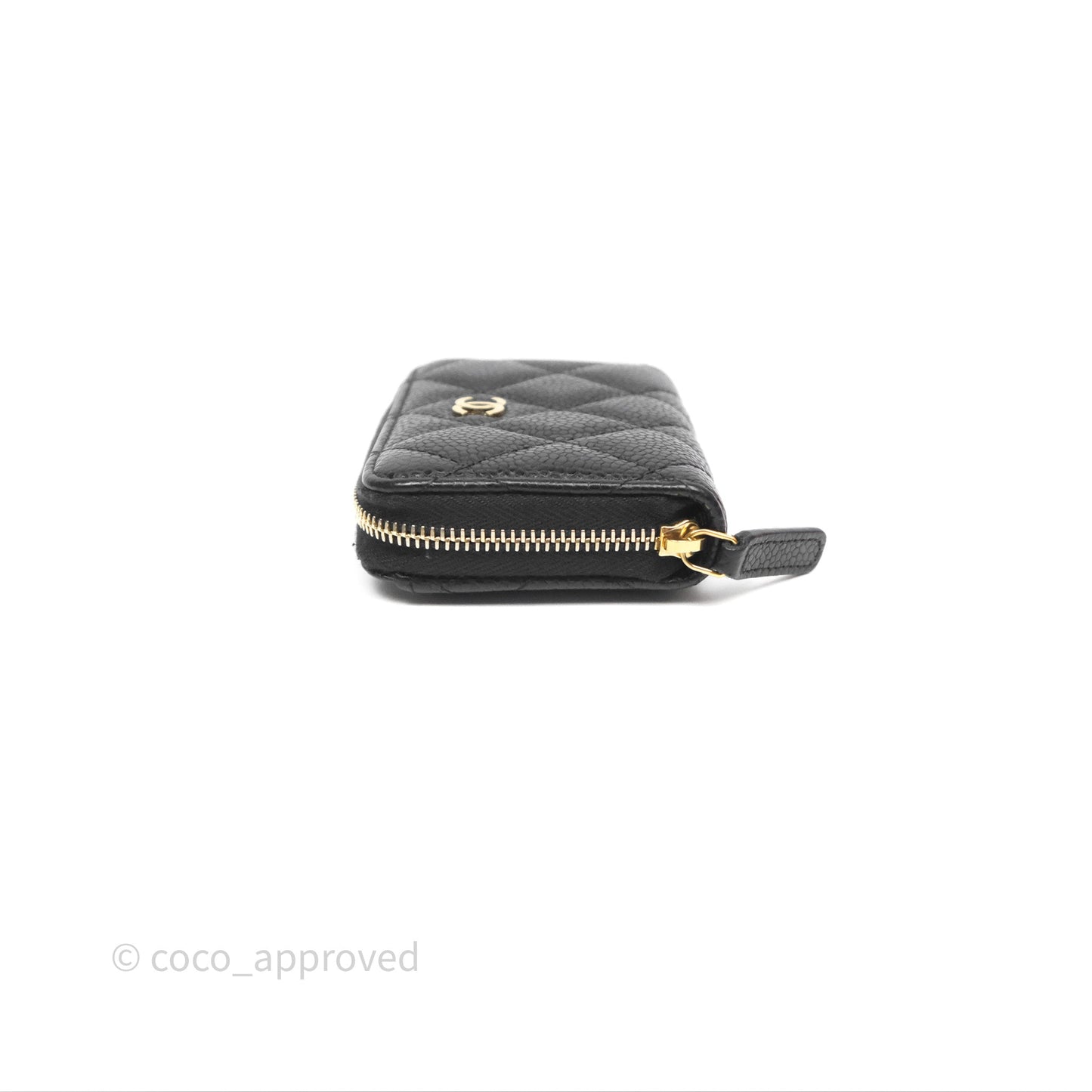 Chanel Classic Zipped Coin Purse Black Caviar Gold Hardware