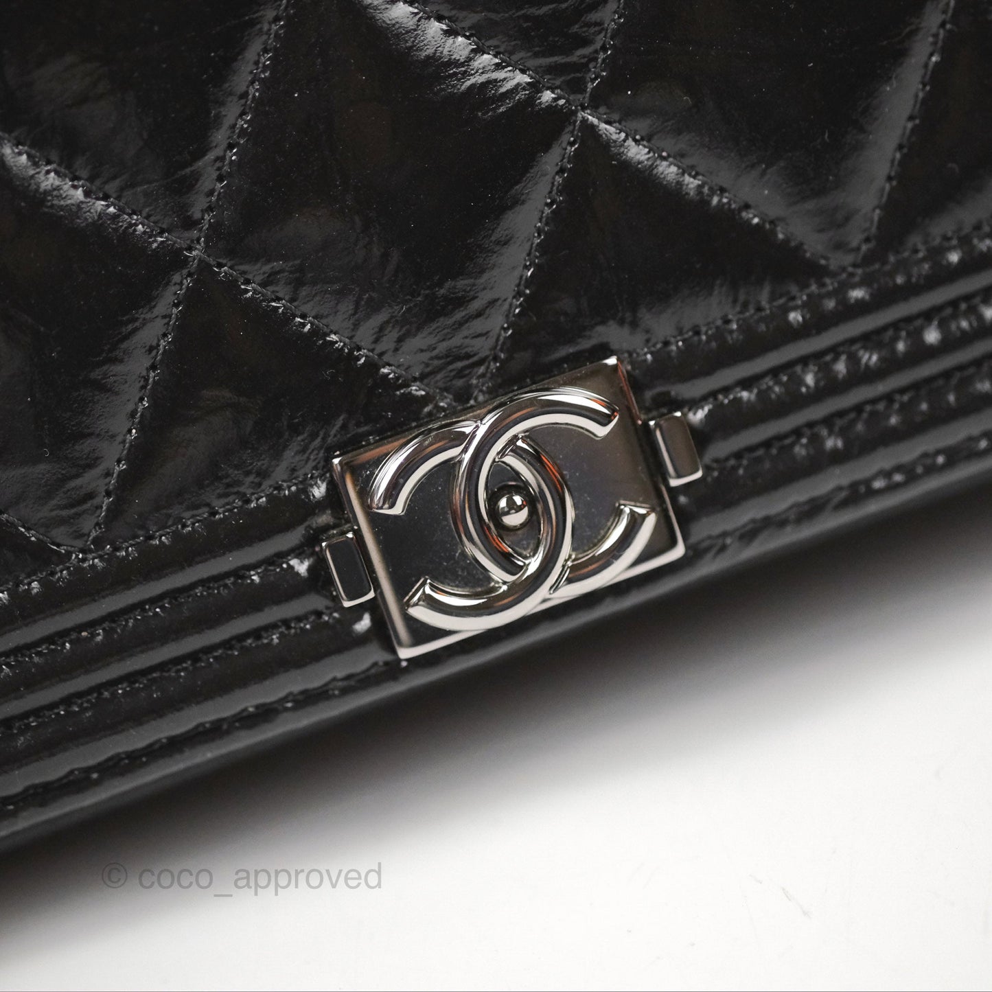 Chanel Quilted Boy Wallet on Chain WOC Black Aged Calfskin Gun Metal