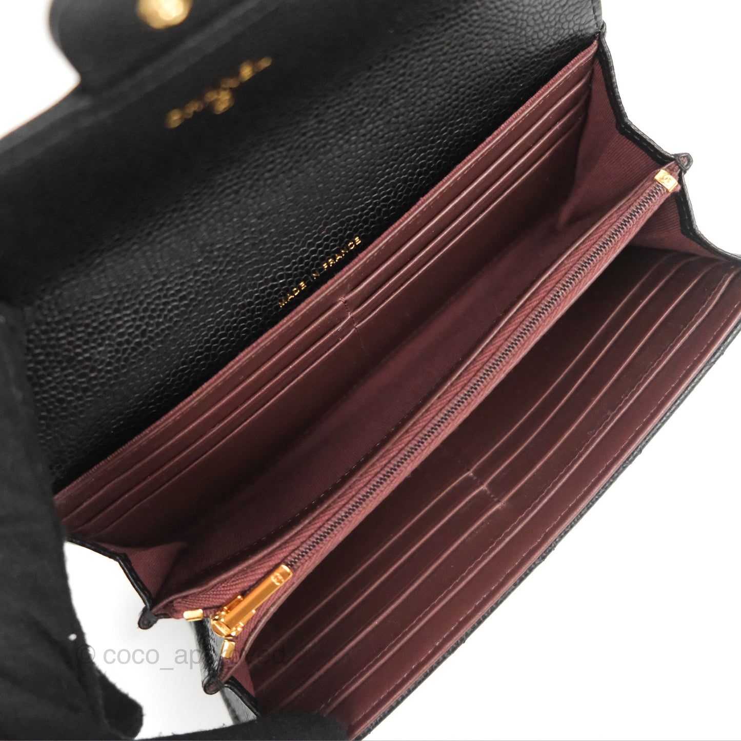 Chanel Quilted Classic Zip Long Wallet Black Caviar Gold Hardware