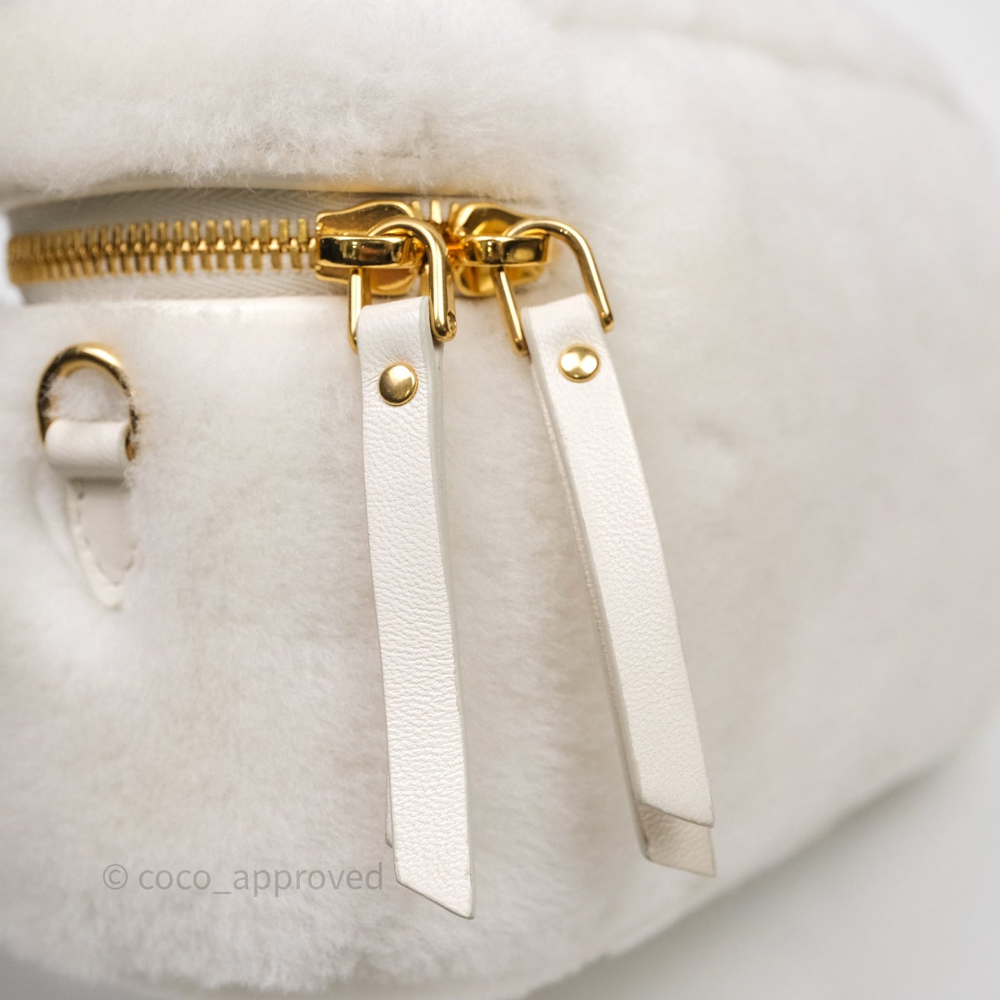 Miu Miu Shearling Vanity Case White Gold Hardware