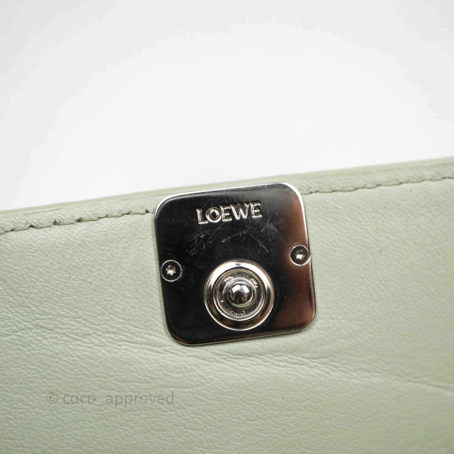Loewe Anagram Small Vertical Wallet Green Silver Hardware