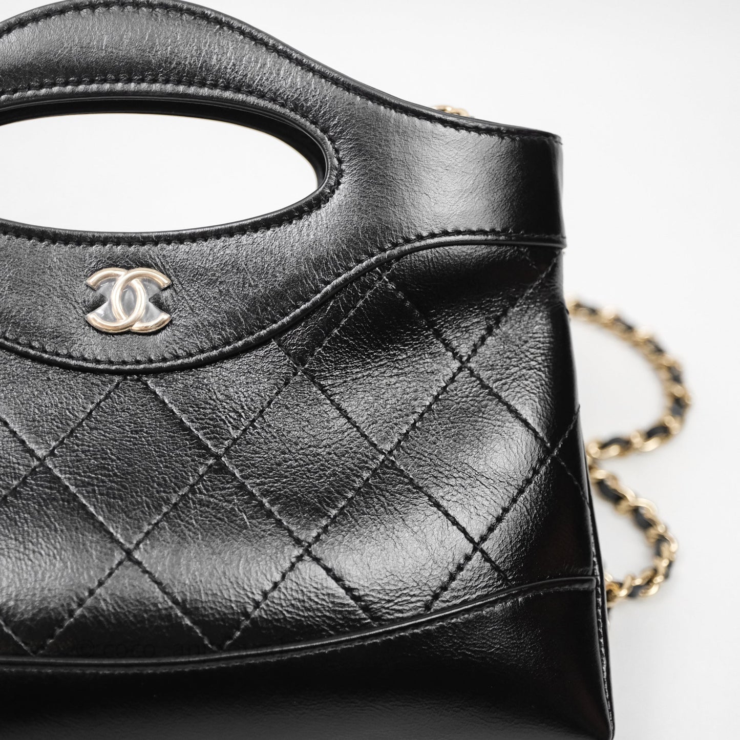 Chanel Nano 31 Black Shiny Calfskin Gold Hardware
