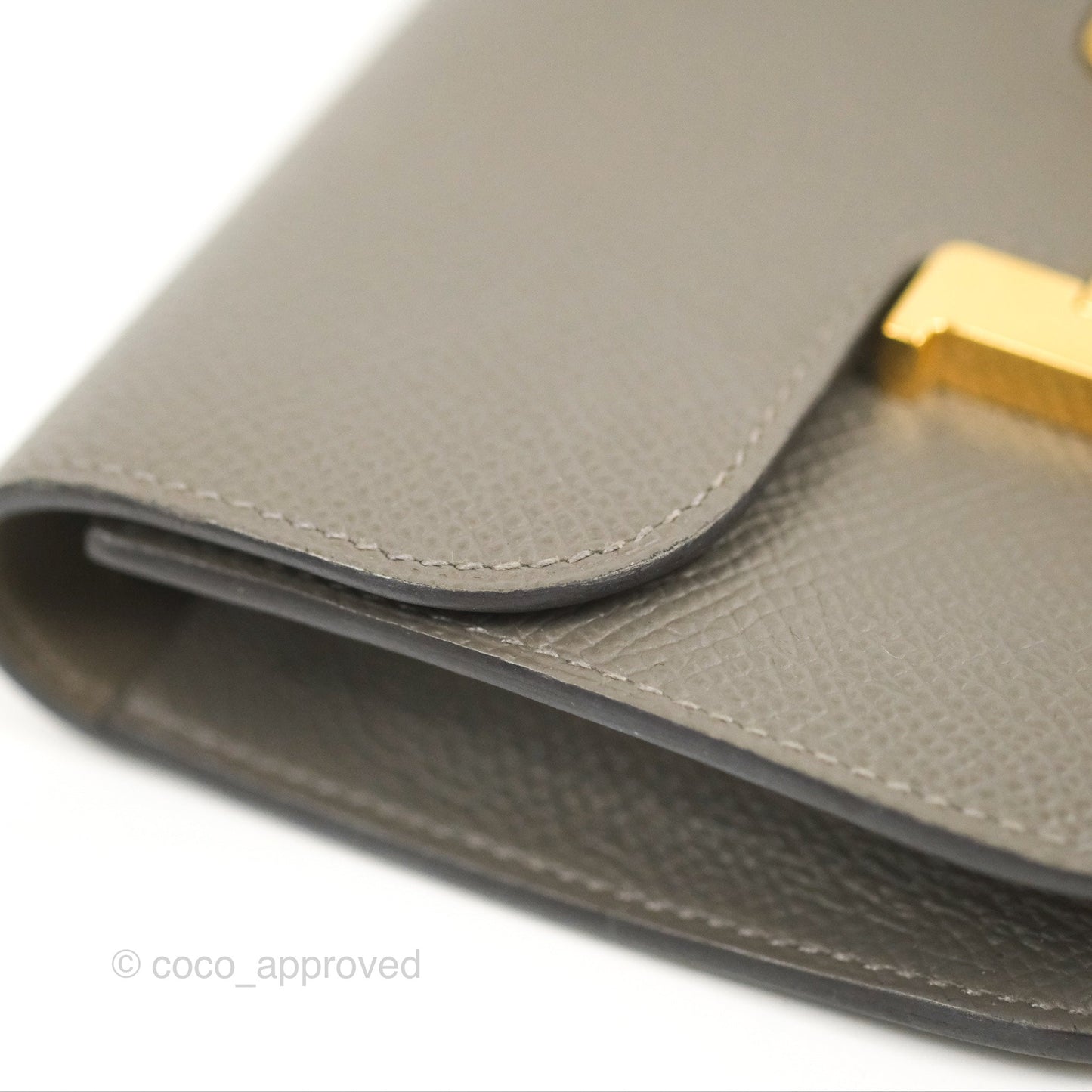 Hermès Constance Slim Wallet Gris Meyer 0L Epsom Gold Hardware
