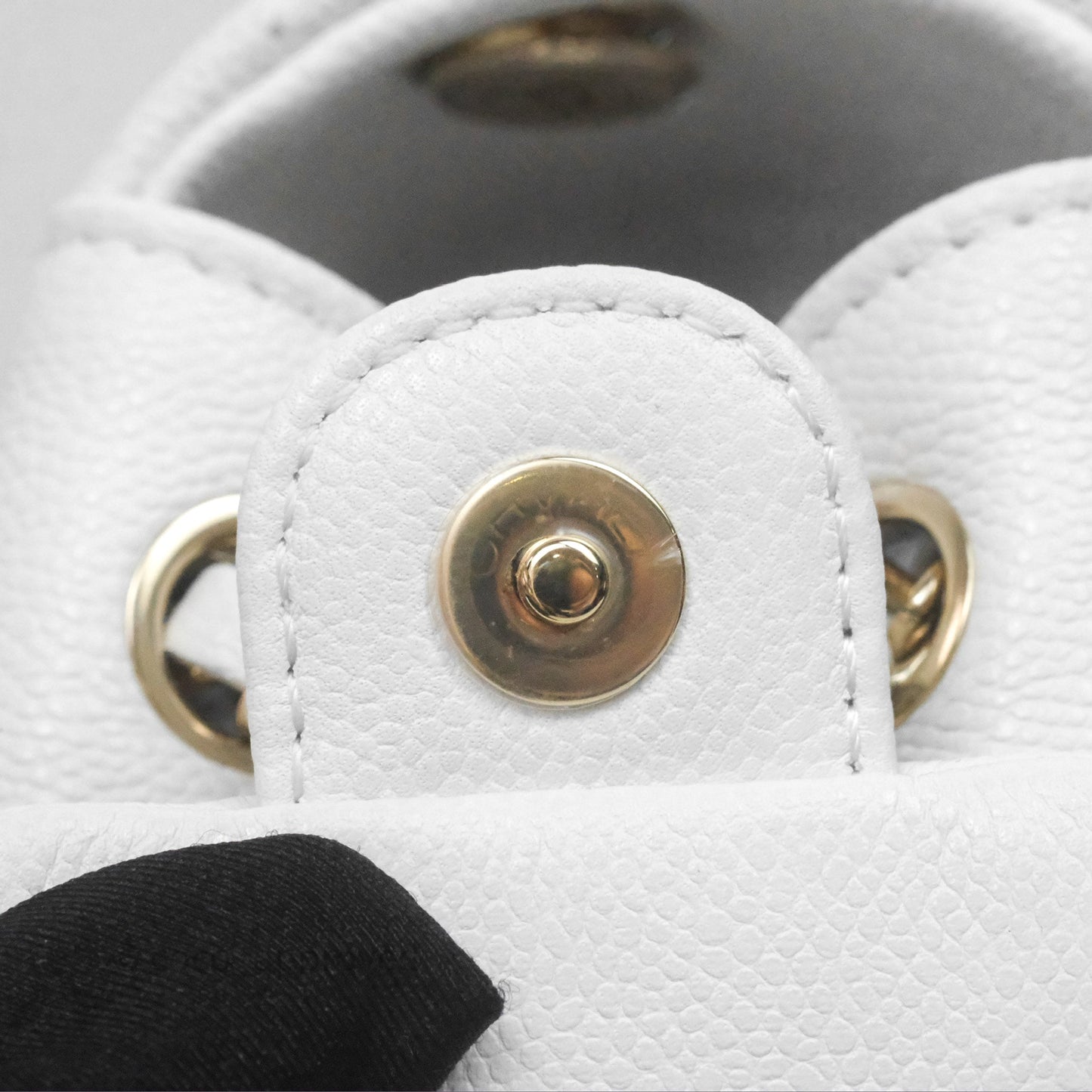 Chanel Small Duma Backpack White Caviar Gold Hardware