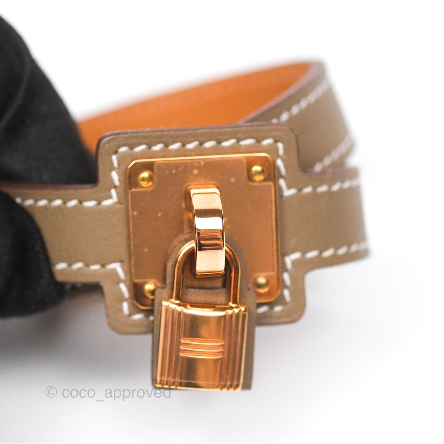 Hermès O'Kelly Double Tour Bracelet Etoupe Swift Rose Gold Hardware