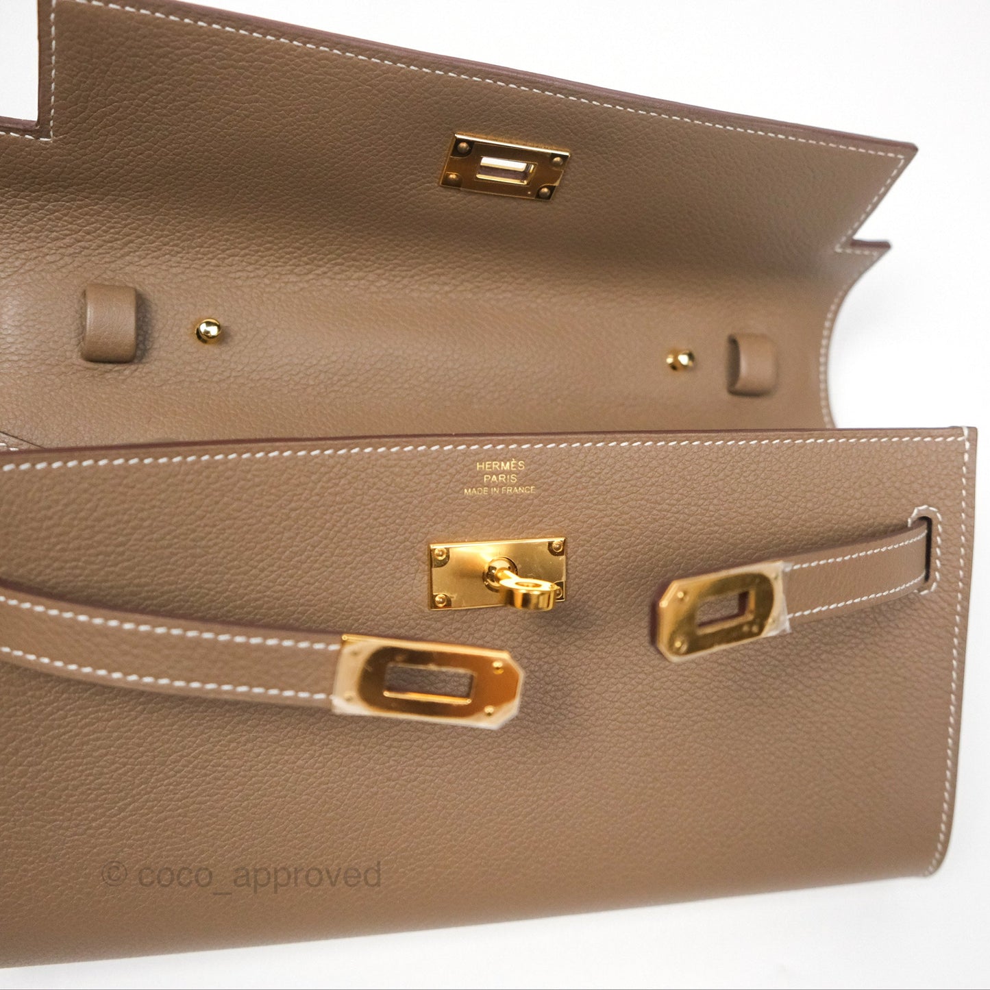 Hermès Kelly To Go Wallet Etoupe Evercolor Gold Hardware