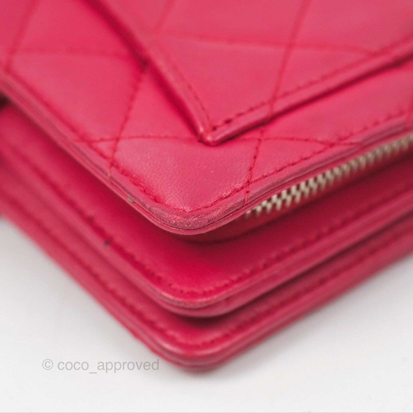 Chanel Quilted Classic French Wallet Lambskin Red Silver Hardware