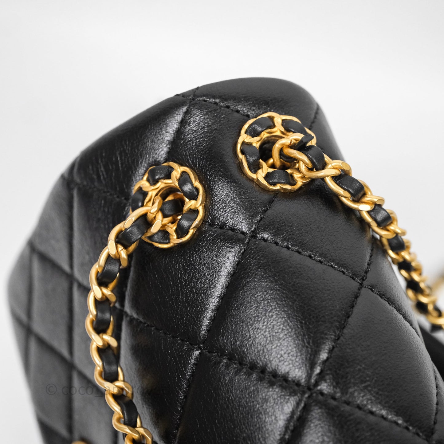 Chanel Backpack Black Calfskin Aged Gold Hardware