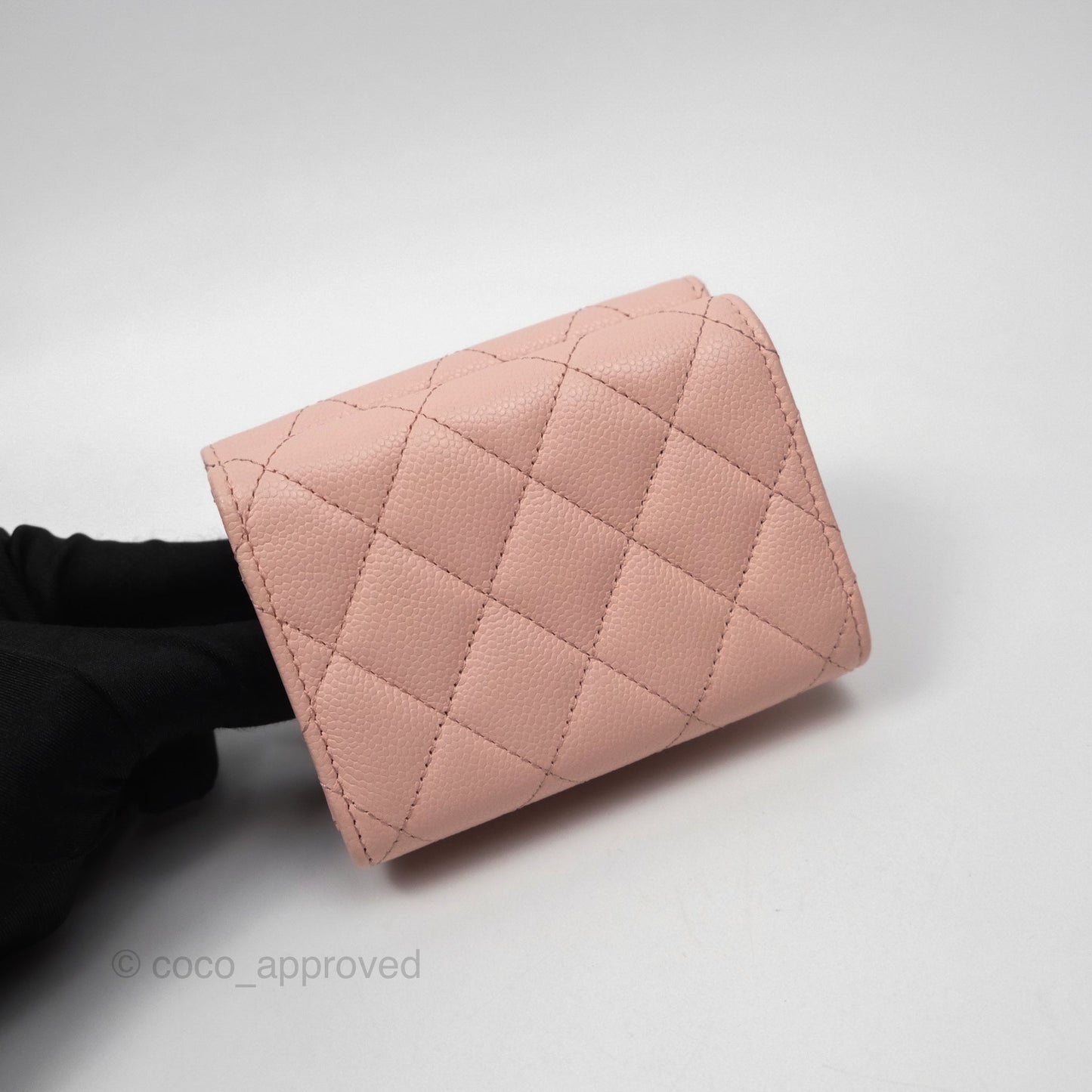 Chanel Quilted Small Classic Flap Trifold Wallet Pink Caviar Gold Hardware