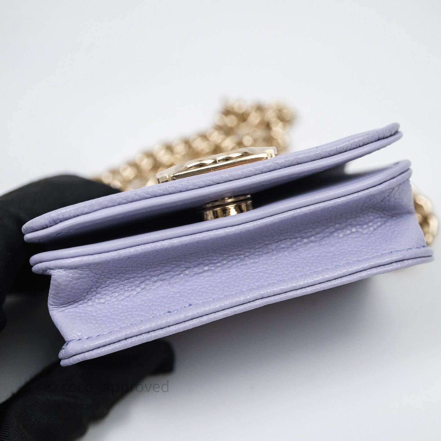 Chanel Quilted Boy Belt Bag Purple Caviar Gold Hardware